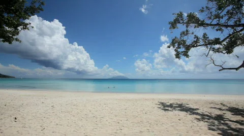 Tropical beach with beautiful clouds Stock Footage 467917