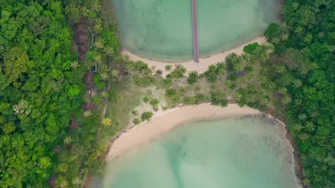 Tropical beach between two tropical island 4K Aerial view Stock Footage 292970307