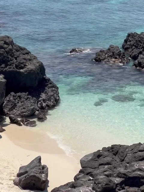 Tropical Beach with Black Volcanic Rocks Video stock 340870125