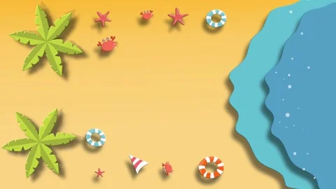 Tropical beach corner border with sand and sea elements Stock Footage 323447006