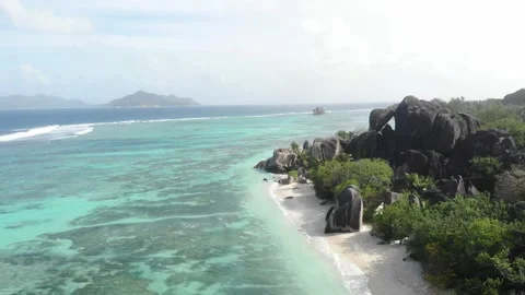 Tropical beach drone shot Video stock 139009014