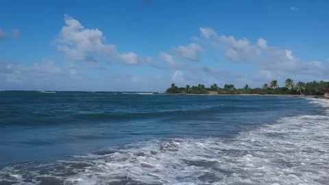 Tropical Beach Flyover Stock Footage 121592902