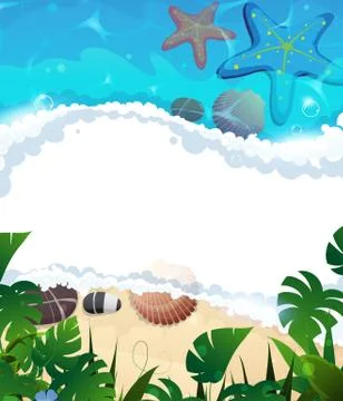 Tropical beach frame Stock Illustration