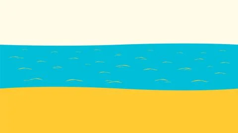 Tropical beach. Horizontal landscape with clear blue sky, ocean and warm sandy Stock Illustration