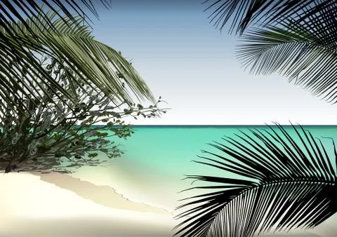 Tropical Beach Stock Illustration