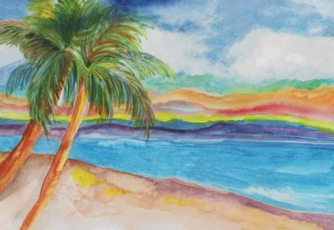 Tropical Beach Stock Illustration