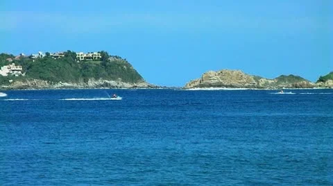 Tropical beach with jet-ski Stock Footage 10804781