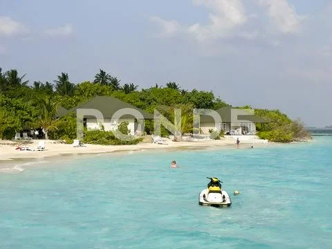 Tropical beach on Maldives Islands Stock Photos