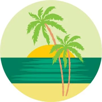 Tropical beach with palm trees. Stock Illustration