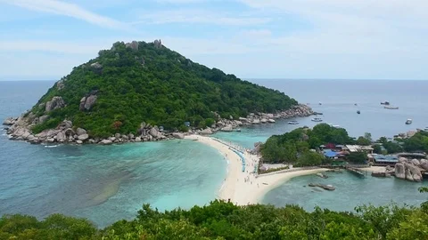 Tropical beach paradise: Beautiful deserted white sand beach with the tropica Stock Footage 80797553