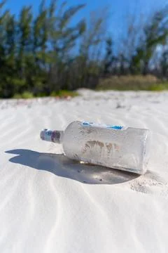 Tropical beach pollution Stock Photos