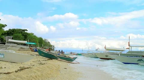 Tropical Beach at Resort Stock Footage 11425439