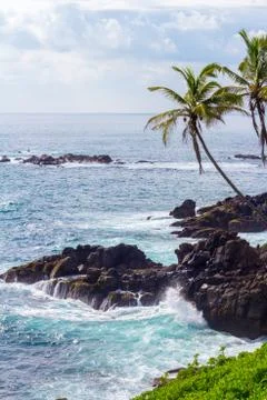 Tropical Beach with Rocks Stock Photos