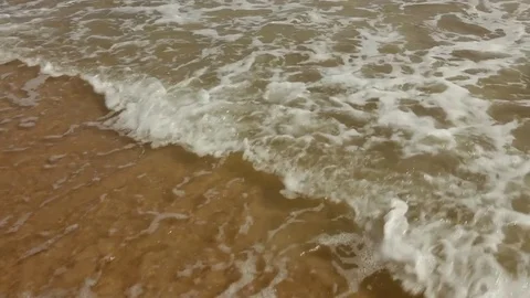 Tropical beach - sand and waves at sun Stock Footage 80770163