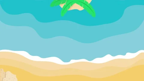 Tropical beach scenery with hello summer text Stock Footage 133097086