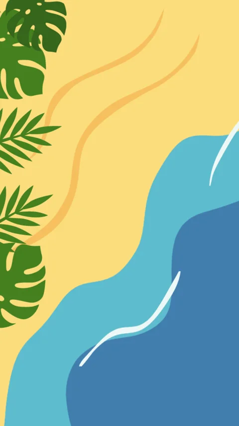 Tropical Beach Shoreline with Ocean Waves and Palm Leaves Background Video stock 334029909