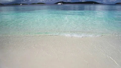 Tropical beach shoreline in St John, United States Virgin Islands Stock Footage