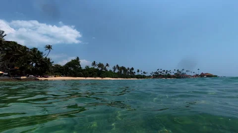 Tropical Beach Split View Above And Underwater Sri Lanka Stock Footage 335226296