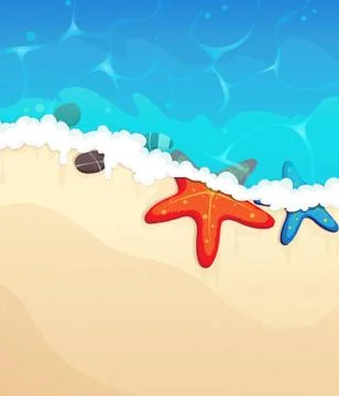 Tropical beach with starfish Stock Illustration