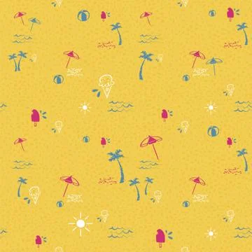 Tropical beach summer seamless pattern background Stock Illustration
