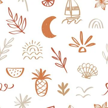 Tropical beach summer seamless pattern Illustrazione stock
