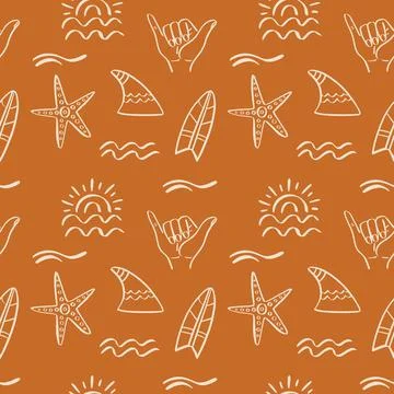 Tropical beach summer seamless pattern Illustrazione stock