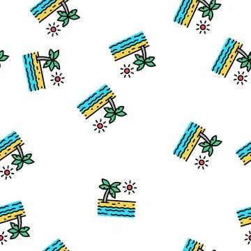 Tropical beach summer vector seamless pattern Illustrazione stock