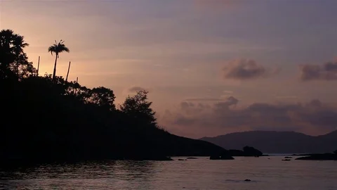 Tropical beach at sunrise. Stock Footage 70878404
