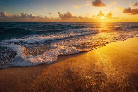 Tropical Beach Sunrise Stock Illustration