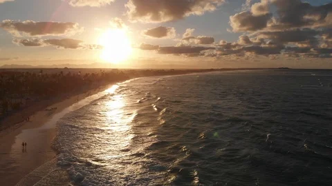 Tropical Beach at Sunset Drone 库存影片 89157371