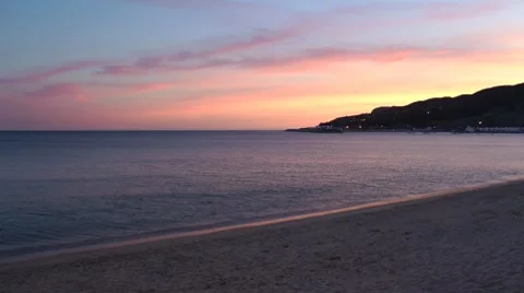 Tropical beach at Sunset Stock Footage 8606606