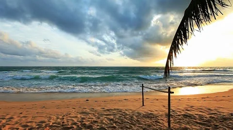 Tropical beach at sunset Video stock 22490395