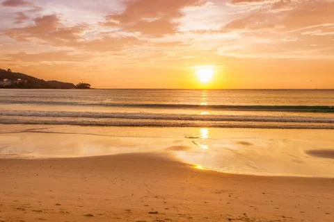 Tropical beach at sunset. Stock Photos