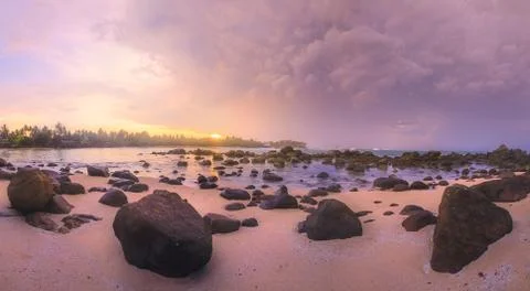 Tropical beach on sunset Foto stock