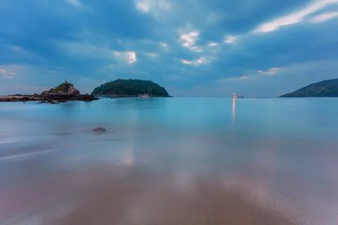 Tropical beach at sunset. Stock Photos
