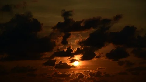Tropical Beach Sunset Split-Time Time-Lapse Stock Footage