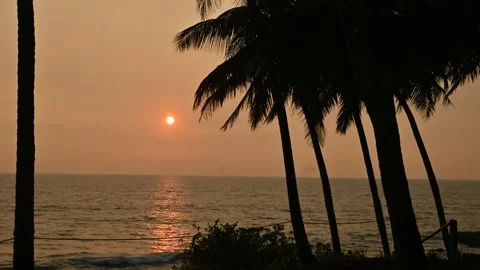 Tropical Beach Sunset Time-lapse - Arabian Sea, Kerala, India Stock Footage 325880215