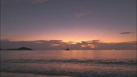 Tropical beach sunset time-lapse with colorful sky Stock Footage 330938151