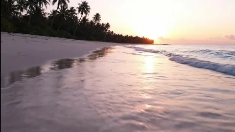 Tropical Beach Sunset UHD Drone Series Stock Footage 314870614