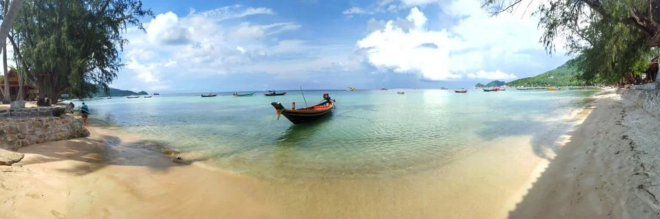 Tropical beach Thailand Boat Koh Tao Stock Photos