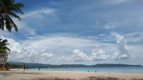 Tropical beach timelapse. White beach. Boracay Island. Philippines Stockbeeldmateriaal 131919966