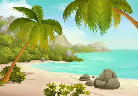 Tropical beach vector background Stock Illustration