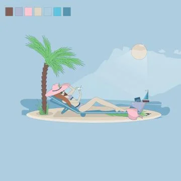 Tropical beach vector background Stock Illustration