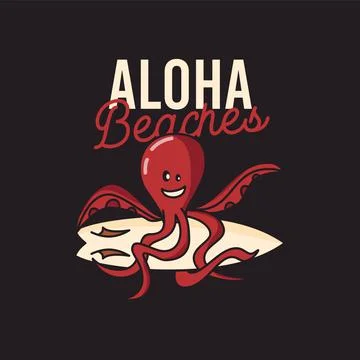 Tropical beach vector logo design on black background Stock Illustration