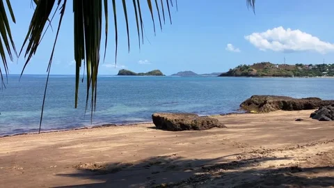 Tropical Beach View at Nosy Be with Nosy Tanga Island in the Background Stock Footage 338414192