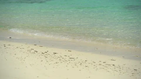 Tropical beach view, Top view of waves break on tropical white sand beach. Sea Stock Footage 162224795
