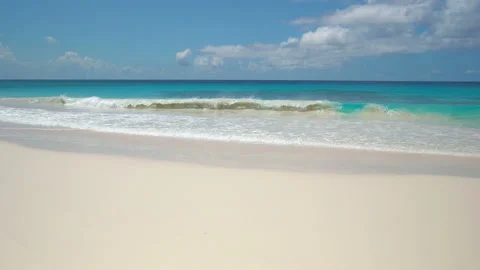 Tropical Beach With White Sand And Blue Sky With Clouds Stock Footage 111878853