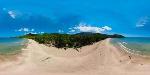 Tropical beach with white sand, view from above 360VR. Stock Footage 115759631
