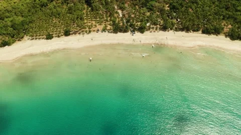 Tropical beach with white sand, view from above. Stock Footage 233235376