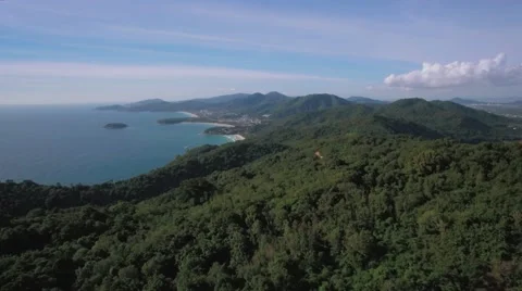 Tropical Beaches and Rainforest Covered Hills in Southern Phuket Thailand Video stock 65415102